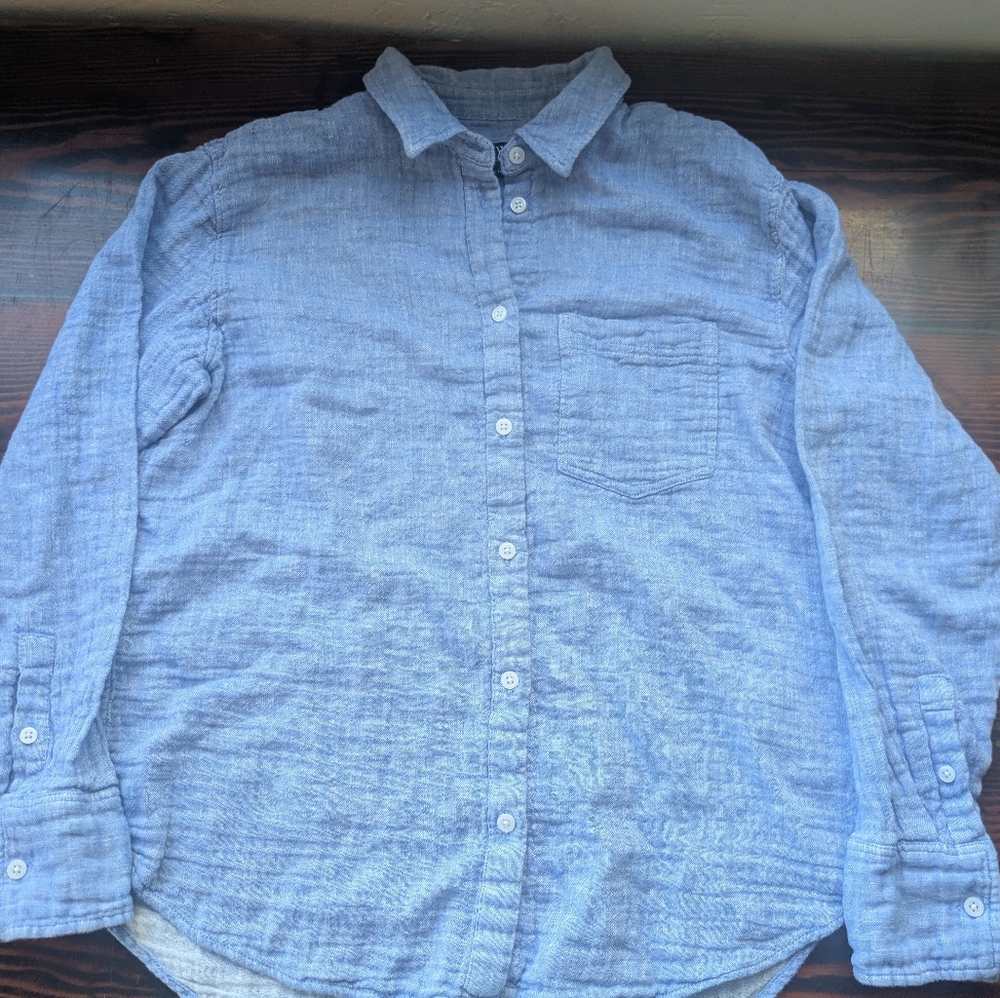 J.Crew Garçon Classic Fit Cotton-Linen Shirt – Light Blue Chambray (Size 8)